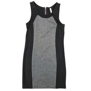 Kensie Womens SMALL Colorblock Bodycon Black Silver Metallic Edgy Modern Dress